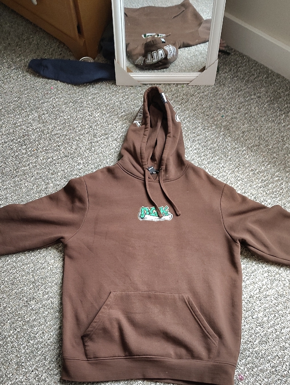 DGK Brown Crewneck Hoodie with Green Logo
